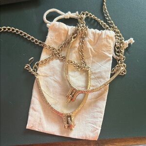 Vintage Gold-Plated Stirrups and Chains